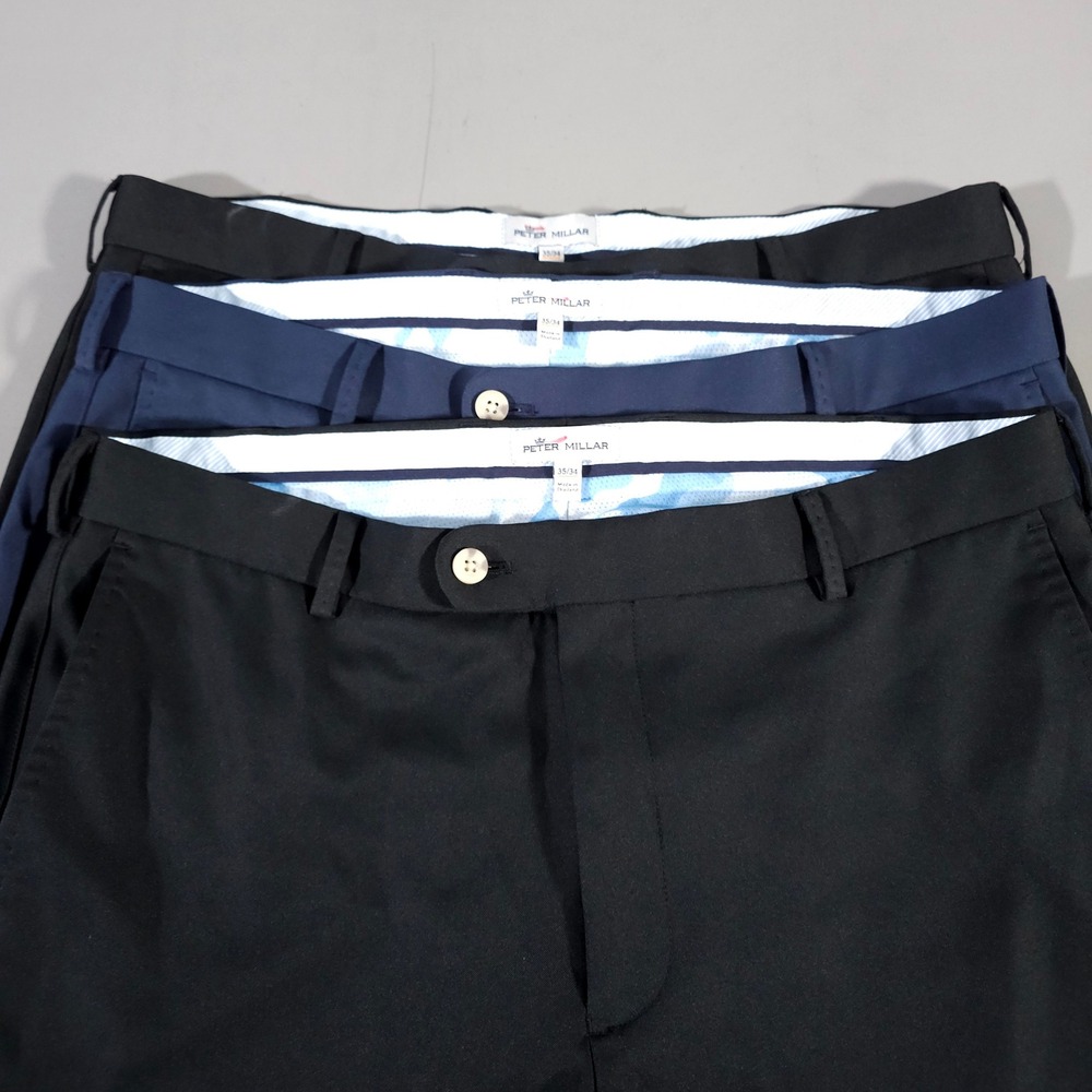 Peter Millar Pants Mens 35x34 Black Crown Sport Performance Golf Lot of 3